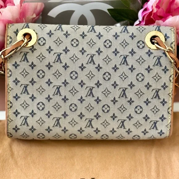 Louis Vuitton Grey/Navy Monogram Mini Lin Camille Crossbody Chain Flap Bag - Picture 4 of 14